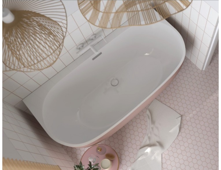 Окремостояча пристінна ванна з акрилу Polimat RISA 170x80 см, pink - рожева + ніжки (00446)