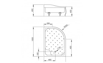 Душовий піддон асиметричний глибокий Radaway Korfu E 100x80x48,5 см, Лівий, з місцем для сидіння, білий (4E81400-03L)