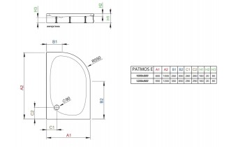 Душовий піддон асиметричний Radaway Patmos E 120x90x16 см, Правий, білий (4P91217-03R)