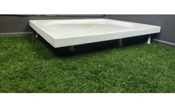 Душовий піддон прямокутний Radaway Delos D 90x75x14,5 см, білий, Правий з панеллю що знімається (4D97514-03R)