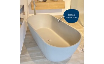Окремостояча кам'яна ванна Riho Bilbao 169x80 см, колір гальково сірий беж, матова в кольорі RAL 080 70 05 (B118001106)
