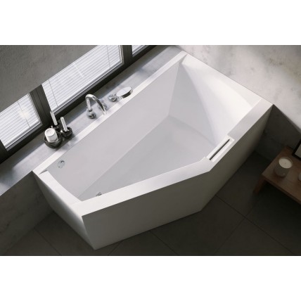 Акрилова ванна Riho Geta Plug & Play 170x90 L, асиметрична з ручкою + ніжки, ванна та панель суцільнолиті (BD49005)