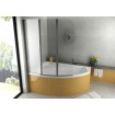 Ванна акрилова Besco Rima 130x85 L, Лівостороння, асиметрична + трьохсекційна душова шторка на ванну
