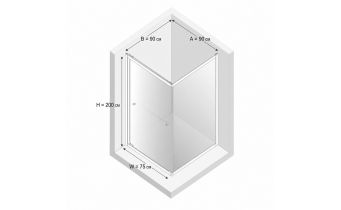 Душова кабіна квадратна з розсувними дверима в середину Varia 90x90x200 см, сторона ліва та права, прозоре скло, чорний профіль, повертається в потрібну сторону