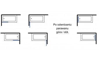 Душова шторка на ванну чорна Besco Enzo 700x1400 мм, на 1 секцію, прозоре скло, діапазон розвороту 90 градусів, ліва / права (PEB-1S)