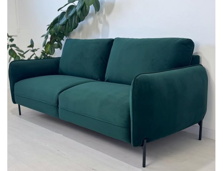 Диван прямий нерозкладний Сіетл / Siettle 170x90 см, для офісу, кухні, прихожі, очікування, колір смарагдовий - зелений (колір можна змінити)