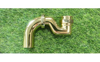 Сифон для ванни ретро Besco Retro Otylia Gold klik-klak з переливом, золотий колір (SW-PRZ-ZLO)