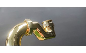 Сифон для ванни ретро Besco Retro Otylia Gold klik-klak з переливом, золотий колір (SW-PRZ-ZLO)