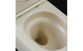 Унітаз безобідковий круглий Tavro QFS Rimless з тонким сидінням soft-close, Duroplast Super Slim, 49х36 см, капучино, бежевий матовий