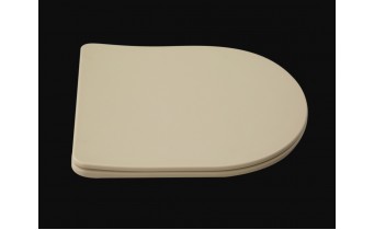 Унітаз безобідковий круглий Tavro QFS Rimless з тонким сидінням soft-close, Duroplast Super Slim, 49х36 см, капучино, бежевий матовий