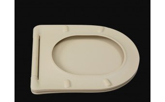 Унітаз безобідковий круглий Tavro QFS Rimless з тонким сидінням soft-close, Duroplast Super Slim, 49х36 см, капучино, бежевий матовий