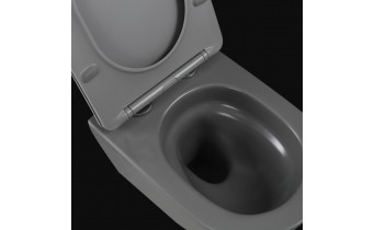 Унітаз безобідковий круглий Tavro QFS Rimless з тонким сидінням soft-close, Duroplast Super Slim, 49х36 см, темно сірий, графітовий - матовий