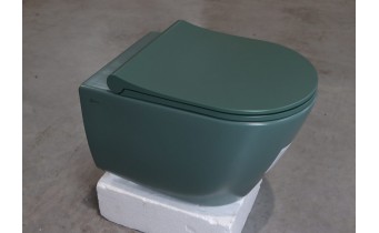 Підвісний унітаз круглий Siena 53x36 см, безобідковий, зелений матовий
