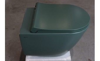 Підвісний унітаз круглий Siena 53x36 см, безобідковий, зелений матовий