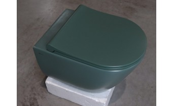 Підвісний унітаз круглий Siena 53x36 см, безобідковий, зелений матовий