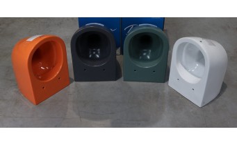 Підвісний унітаз круглий Siena 53x36 см, безобідковий, зелений матовий