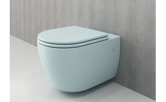 Підвісний унітаз V-Tondo Rimless 49x36 см, безобідковий, крижано-блакитний