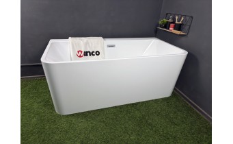 Пристінна окремостояча прямокутна акрилова ванна Volta / Вольта 170x75x58 см, біла глянцева, суцільнолита