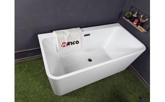 Пристінна окремостояча прямокутна акрилова ванна Volta / Вольта 170x75x58 см, біла глянцева, суцільнолита