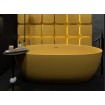 Окремостояча овальна ванна з штучного каменю Olivia / Олівія, 170x93,5x55 см, колір жовтий глянцевий, суцільнолита, клапан клік-клак колір ванни