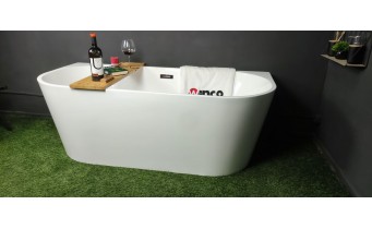 Пристінна окремостояча акрилова ванна Oval / Овал 160x80x58 см, біла глянцева, суцільнолита із заокругленими кутами