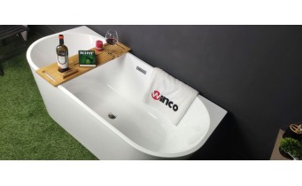 Пристінна окремостояча акрилова ванна Oval / Овал 160x80x58 см, біла глянцева, суцільнолита із заокругленими кутами