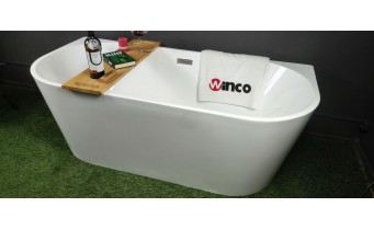 Пристінна окремостояча акрилова ванна Oval / Овал 170x80x58 см, біла глянцева, суцільнолита із заокругленими кутами