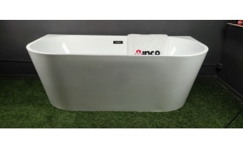 Пристінна окремостояча акрилова ванна Oval / Овал 160x80x58 см, біла глянцева, суцільнолита із заокругленими кутами