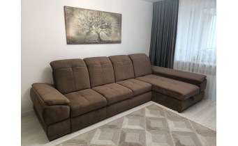 Кутовий розкладний диван, крокуючі спинки ВІКОМеблі Denver 3 / Денвер 3, кут Г,  335 на 170 см, коричневий, колір, кут та тканину можна змінити