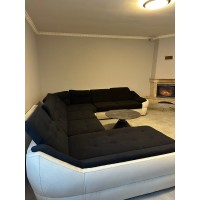 Кутовий диван великий, розкладний ВІКОМеблі Space XXL / Спейс XXL, для великої кімнати або квартири-студії, з вмістимою нішею та рухомими підголівниками, чорно білий