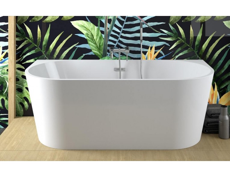 Окремостояча акрилова ванна Besco Vica 150x80 з сифоном click / clack, хром (WAS-150-V)