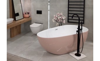 Окремостояча ванна овальна з акрилу Polimat SHILA 170x85 см, pink, рожева + ніжки (00434)
