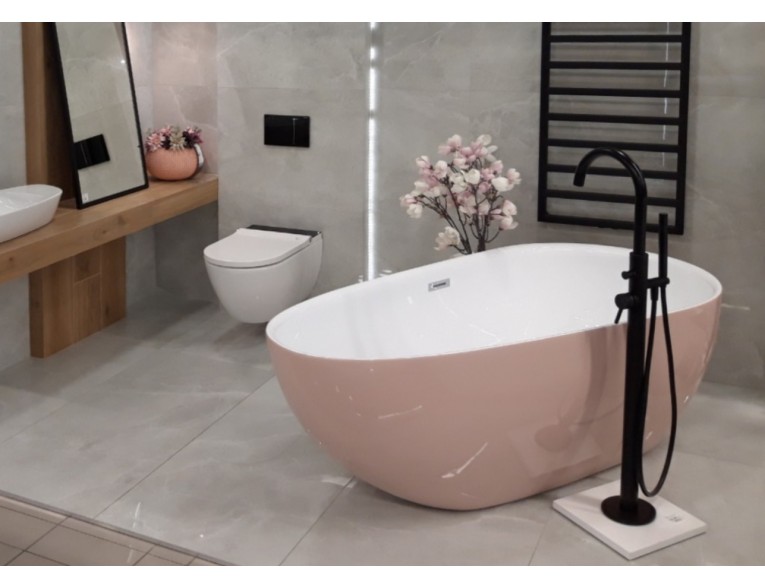Окремостояча ванна овальна з акрилу Polimat SHILA 170x85 см, pink, рожева + ніжки (00434)