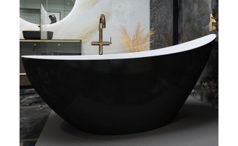 Ванна акрилова окремостояча Polimat ZOE 180х80 см, чорна матова + ніжки (00332)