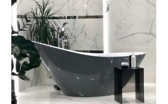 Окремостояча ванна акрилова овальна з акрилу Polimat ZOE 180x80 см, графітова глянцева + ніжки (00409) Окремостояча ванна акрилова овальна з акрилу Polimat ZOE 180x80 см, графітова глянцева + ніжки (00409)