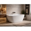 Окремостояча пристінна ванна з штучного каменю Water Stone Dea Wall / Діа Волл 163x82x59 см, Біла матова, суцільнолита, клапан клік-клак колір ванни