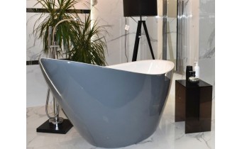 Окремостояча ванна акрилова овальна з акрилу Polimat ZOE 180x80 см, графітова глянцева + ніжки (00409)