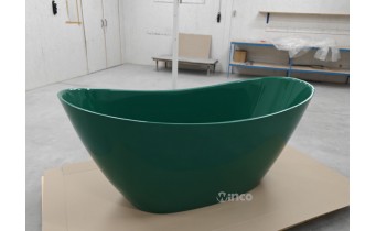 Окремостояча овальна ванна з штучного каменю Water Stone Stella / Стелла 185x82x74 см, Зелена глянцева, суцільнолита, клапан клік-клак колір ванни