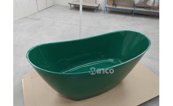 Окремостояча овальна ванна з штучного каменю Water Stone Stella / Стелла 185x82x74 см, Зелена глянцева, суцільнолита, клапан клік-клак колір ванни