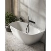 Окремостояча пристінна ванна з штучного каменю Water Stone Dea Wall / Діа Волл 163x82x59 см, Біла матова, суцільнолита, клапан клік-клак колір ванни