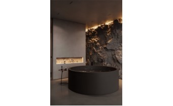 Кругла ванна із штучного каменю Luna 200x200x71 см окремостояча, велика ванна, на  2 - 6 осіб, чорно-коричневий