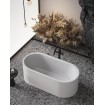 Окремостояча овальна ванна з штучного каменю Perla / Перла 170x80x60 см, Бліа глянцева, суцільнолита, клапан клік-клак колір ванни