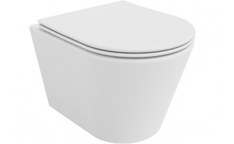 Унітаз безобідковий підвсіний Mexen Rico Rimless з тонким сидінням soft-close, Duroplast Super Slim, білий матовий Унітаз безобідковий підвсіний Mexen Rico Rimless з тонким сидінням soft-close, Duroplast Super Slim, білий матовий