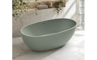 Окремостояча кам'яна ванна овальна Solidtech 179х91 см, колір зелений - Acqua satinato, штучний камінь Окремостояча кам'яна ванна овальна Solidtech 179х91 см, колір зелений - Acqua satinato, штучний камінь