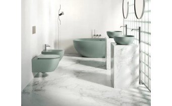 Окремостояча кам'яна ванна овальна Solidtech 179х91 см, колір зелений - Acqua satinato, штучний камінь