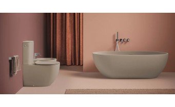 Окремостояча кам'яна ванна овальна LivingTec Hoop 170x70 см, Brown Matera, світло коричнева, штучний камінь