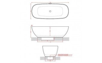 Окремостояча кам'яна ванна овальна LivingTec Hoop 170x70 см, Brown Matera, світло коричнева, штучний камінь