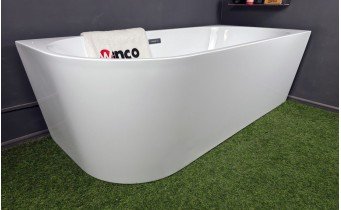 Пристінна кутова акрилова ванна Avola / Авола 170x80x58 см, R (Правостороння) біла глянцева, суцільнолита із заокругленим кутом, декорація хром, + klick - klack