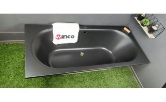 Ванна акрилова пряма Excellent Oceana Slim 160x75 см, Чорна матова / Black Matt, під забудову, пєдестал, бортик 18 мм