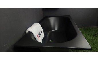Ванна акрилова пряма Excellent Oceana Slim 160x75 см, Чорна матова / Black Matt, під забудову, пєдестал, бортик 18 мм